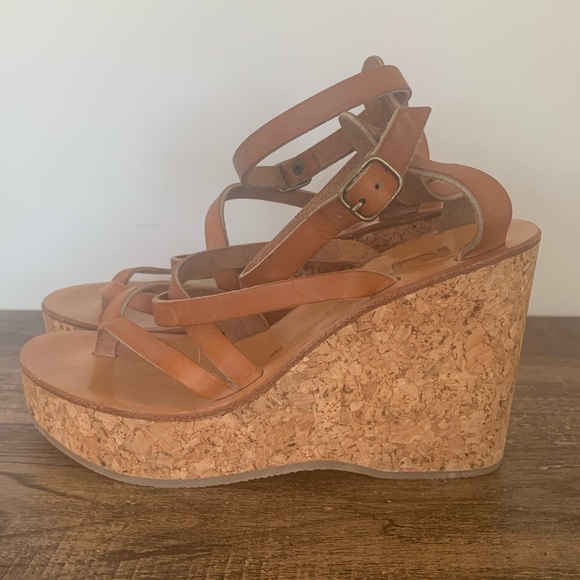 Kjaques St. Tropez Cunegonde Womens Brown Strappy Wedge Heels Sandals Shoe 6.5-7 - Picture 5 of 10